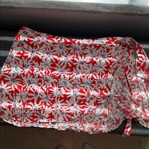 Aqua Red Floral Swim Sarong Cover-Up